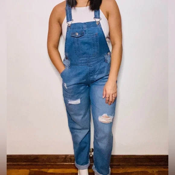 Lilly Distressed Overalls - Picture 1 of 4